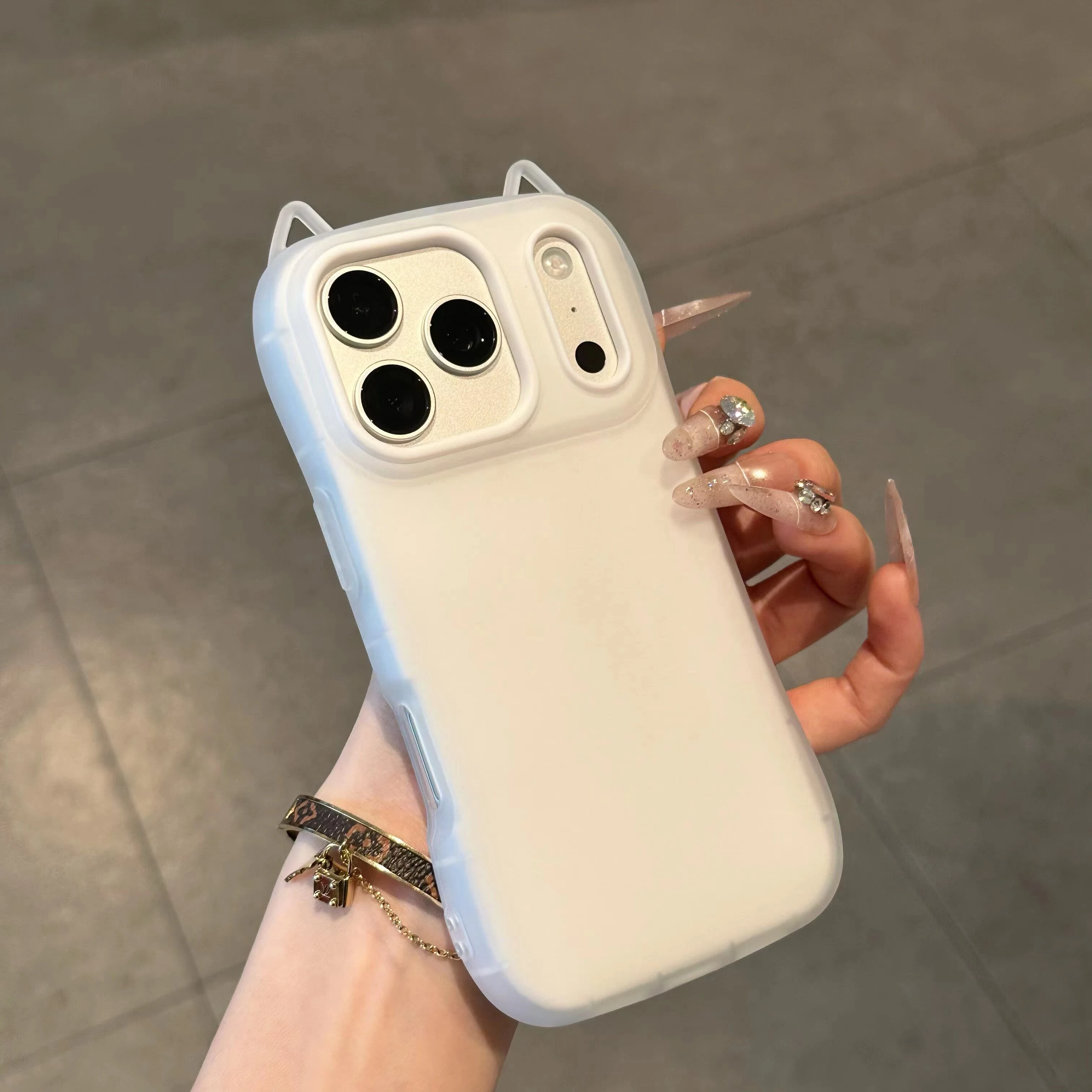 Candy Color 3D Cat Ear Silicone Phone Case - Soft, Protective, and Cute