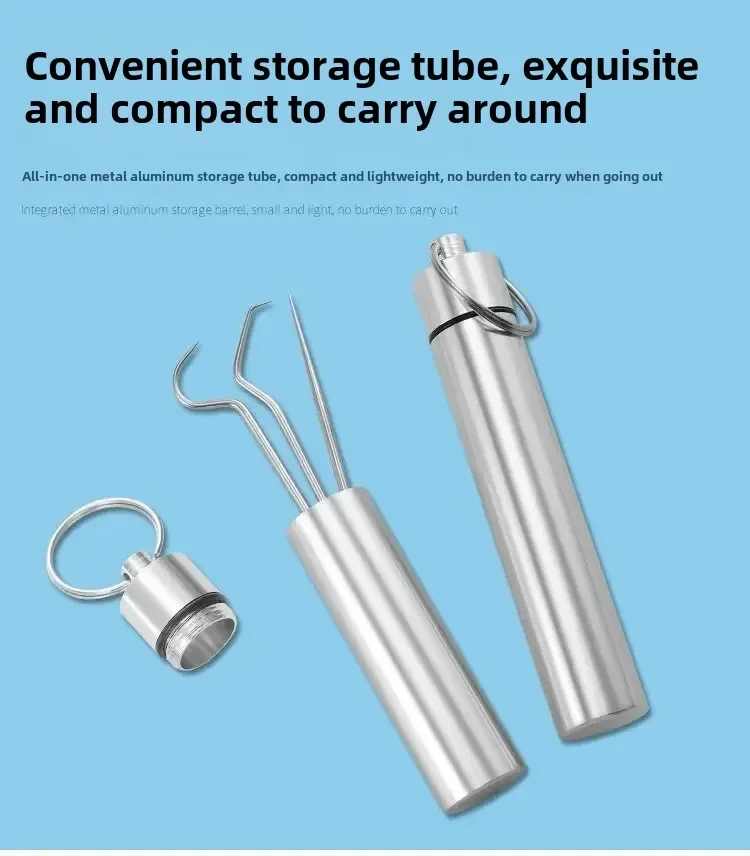 Portable Stainless Steel Toothpick And Floss Oral Cleaning Set_voghion.com