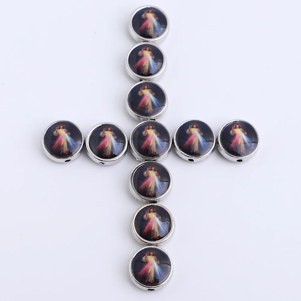 Pack of 100 Double Sided Divine Mercy Medal Rosary Bracelet Beads 3