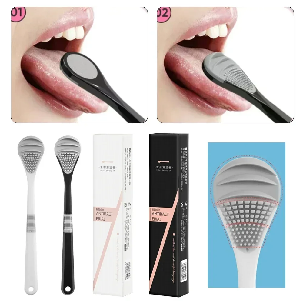 

1pc Silicone Tongue Double Side Tongue Scraper Professional Tongue Cleaner Unisex Oral Cleaning Tool Cleaner Reusable