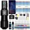 Tattoo Kit POSEIDON New Cool Tattoo Pen Kit For Permanent Makeup Tattoo Machine Kit Wireless Tattoo Power Supply Tattoo Gun Kit 1
