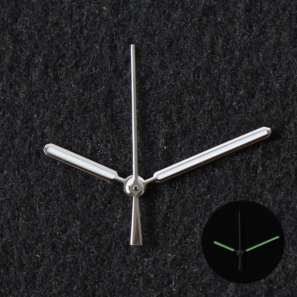 Premium Watch Needle Hands with Green Lume in Silver and Rose Gold Finish