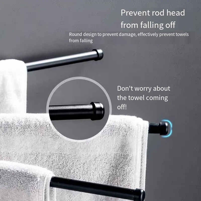 A01F-Bath Towel Rack Swivel Towel Rack Bathroom Swing Arm Bar Wall Mounted Clothes Hanger
