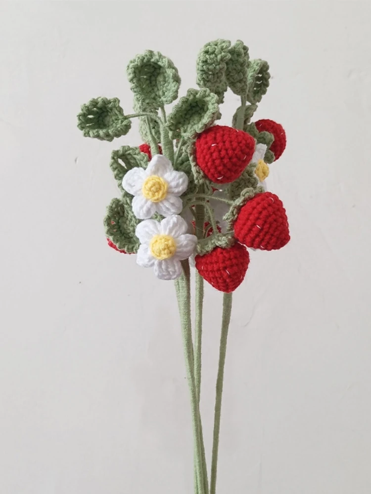 Description Picture 2 of itemHand Knitted Fruit Flower Faux Fruit Bouquet Lemon Blueberry Handmade Diy Faux Flower Bedroom Living Room Party Decoration Gifts