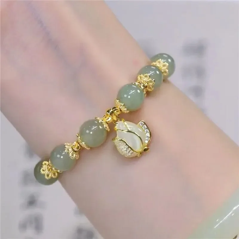  [Fei mao lv]Blue White Agate Jade Bracelets For Women Teen  Girls Ladys.Elegant And Chic Charm Chain Bracelet Bangle Fashion Jewelry  With Gift Boxes. (Tin and round, 54mm/2.12''): Clothing, Shoes & Jewelry