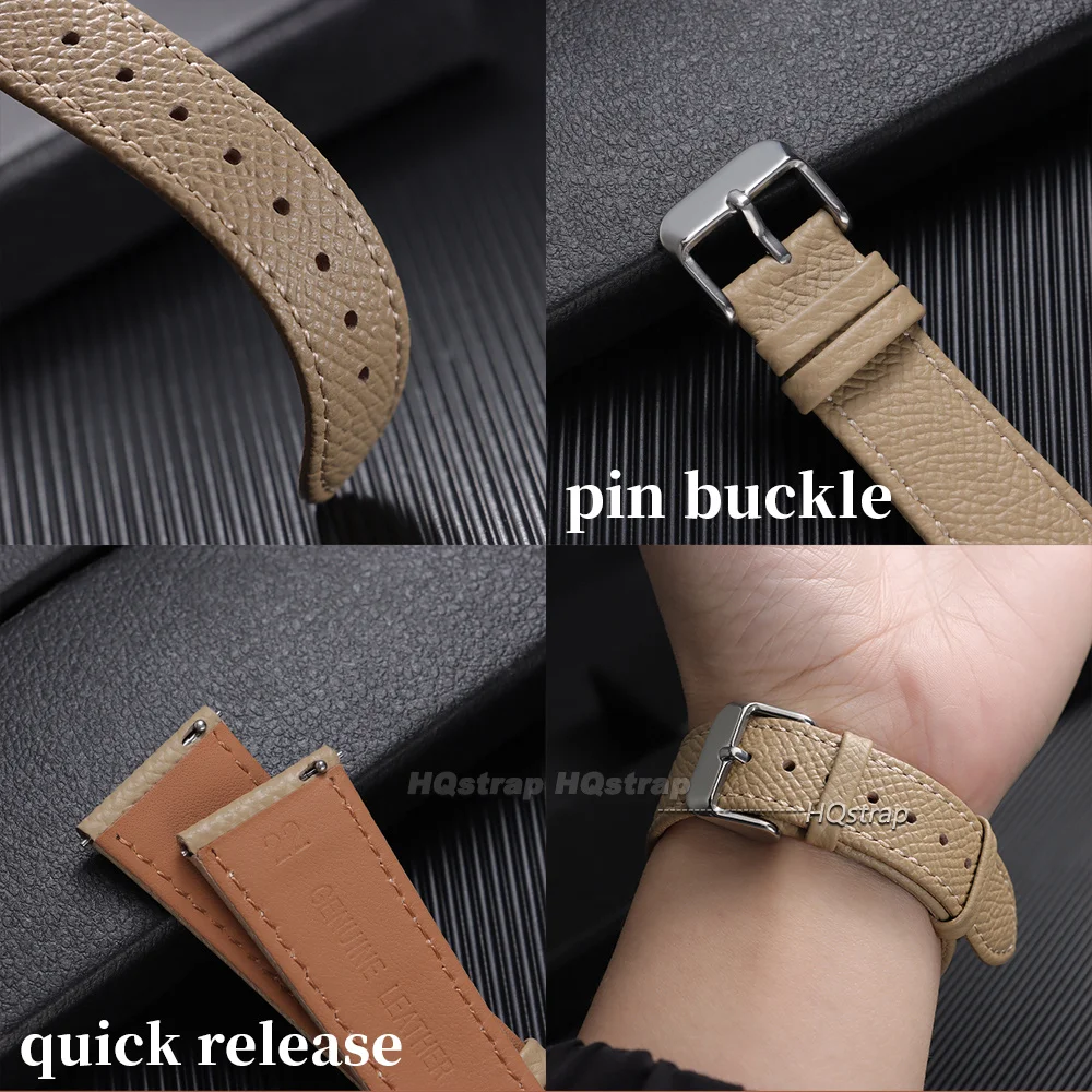 Vintage Calfskin Leather Quick Release Watch Band - Universal Size Replacement Strap