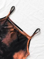 Robe longue marron tie-dye pour filles, bretelles spaghetti, détail nœud, fente latérale, robe de plage pour vacances d'été 4