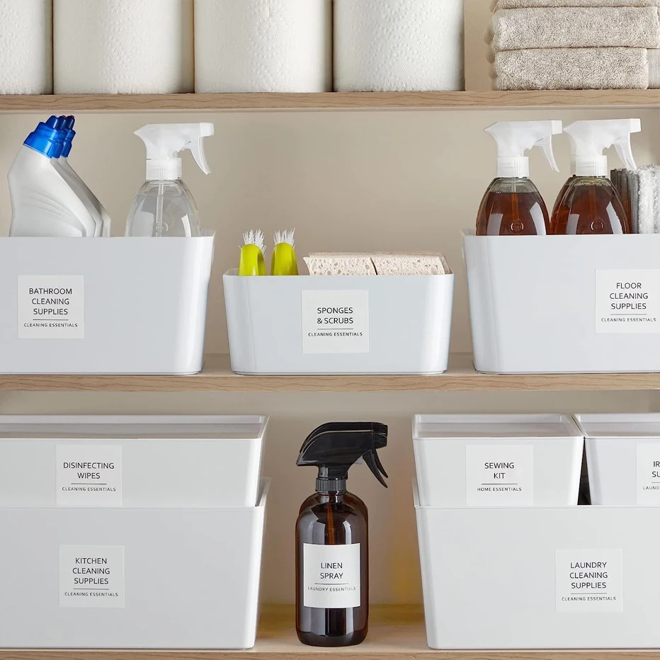 144pcs Minimalist Laundry Labels Organizing Linen Storage and Laundry Room Preprinted Organization Storage Bins Labels 3