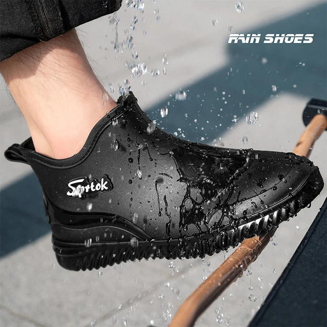 Fashionable Adult Short Rain Boots Waterproof Ankle Shoes Anti-Slip Durable Rubber Footwear For Men Women Suitable for Rainy Day 1
