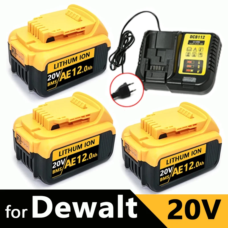 

NEW 1～2Pack For DCB201 DeWalt 20V 20 Volt Max 12.0AH Lithium Battery DCB206-2 DCB205-2 DCB181 DCB182 DCB206
