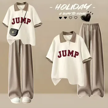 summer japanese loose polo short sleeved t shirt fashion trend sweet cute cartoon print jumper top