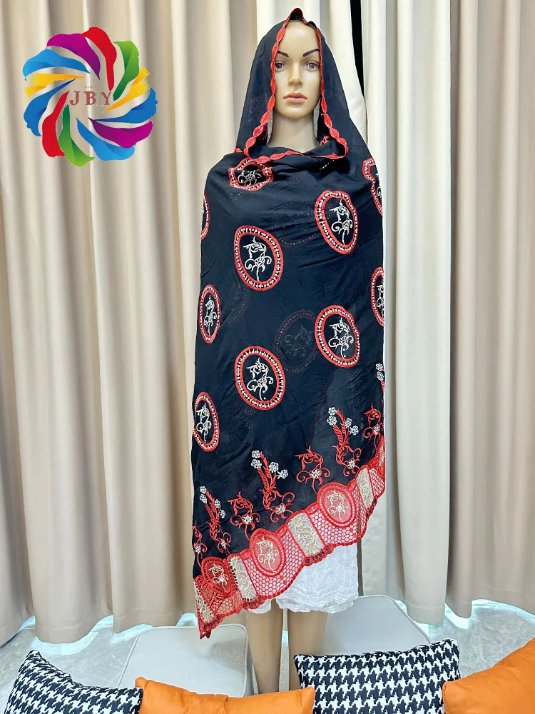 Luxury Scarf High Quality 100% Cotton Dubai African Women Islamic Scarf LOVE pattern Embroidery Chemical Lace Scarf  manycolor