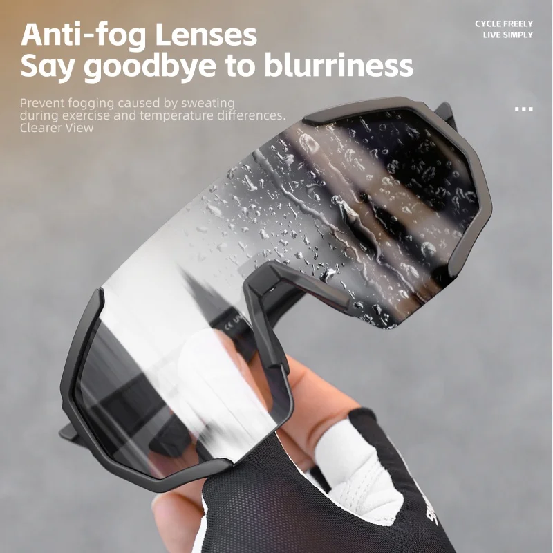 WEST BIKING Anti-fog Photochromic Glasses UV400 Protection Outdoor Sunglasses Unisex Cycling Glasses Windproof Goggles Eyewear