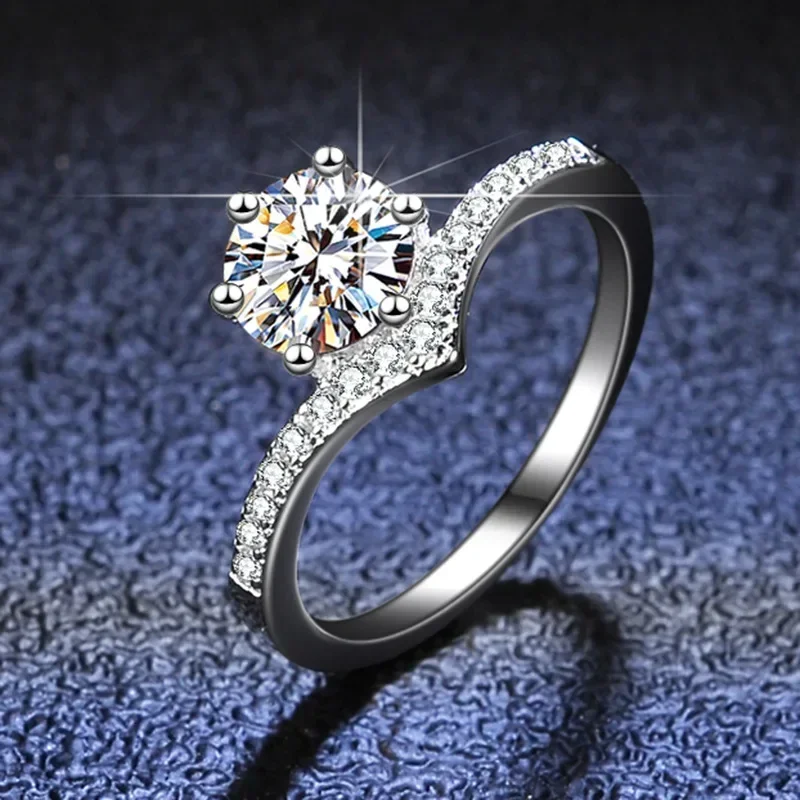 Luxury Pt950 Platinum Rings 1 Carat D Color Moissanite Diamonds Rings For Women Wedding Fine Jewely Con Rents