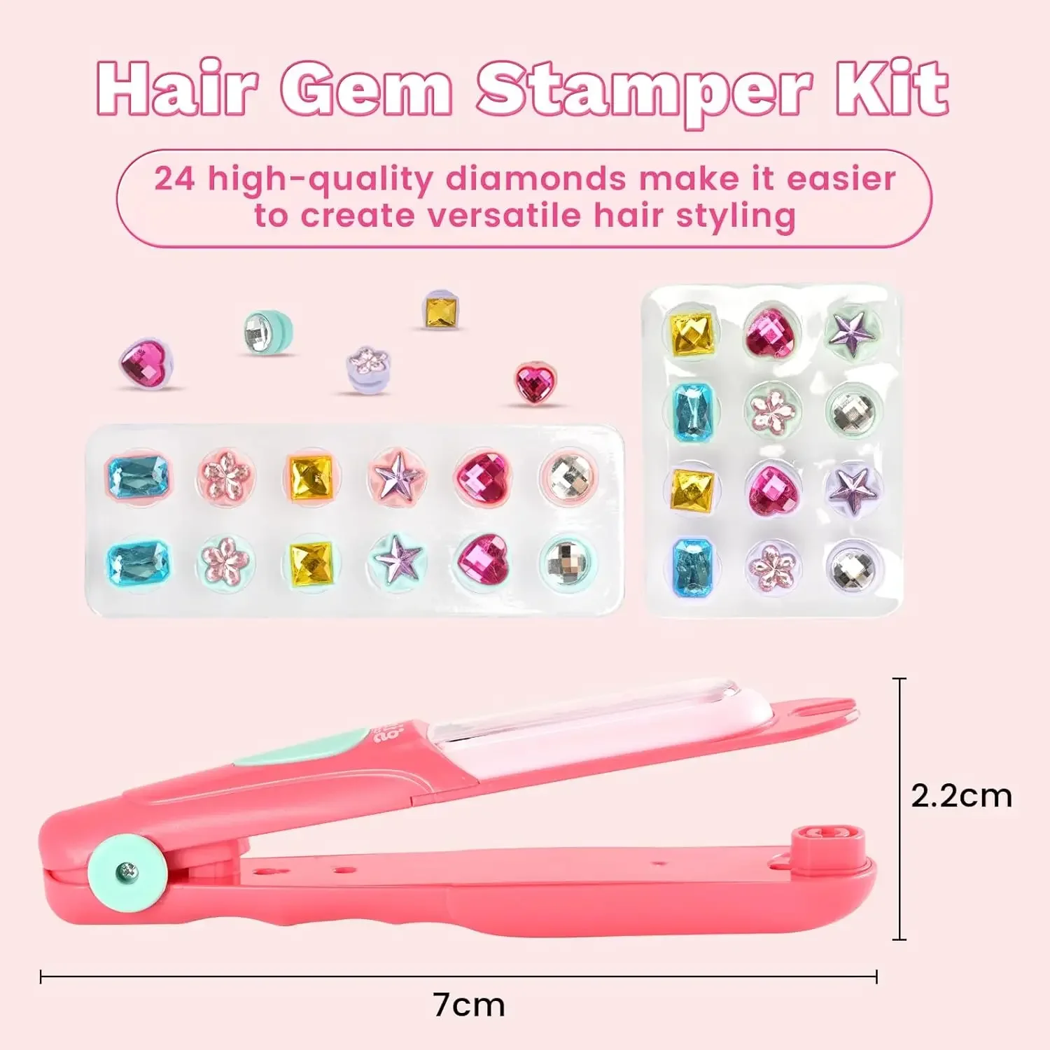Hair Accessories Makeup Toy Hair Gem Stamper Kit Blingling Hair Jewels for Girls Toys Styling Tool with Reusable Shining Diamonds Pretend Play Toy Gift