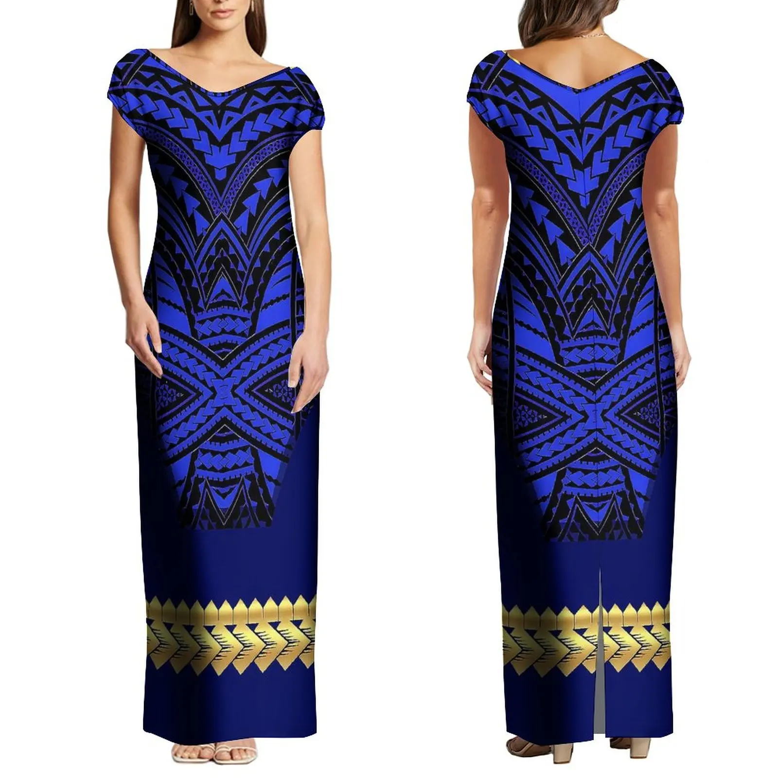 

Высококачественное женское платье с коротким рукавом, модное полинезийское платье с V-образным вырезом для девушек