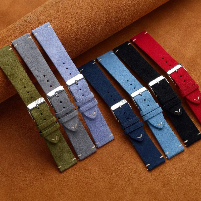 Luxurious Soft Suede Calfskin Watch Strap with Quick Release