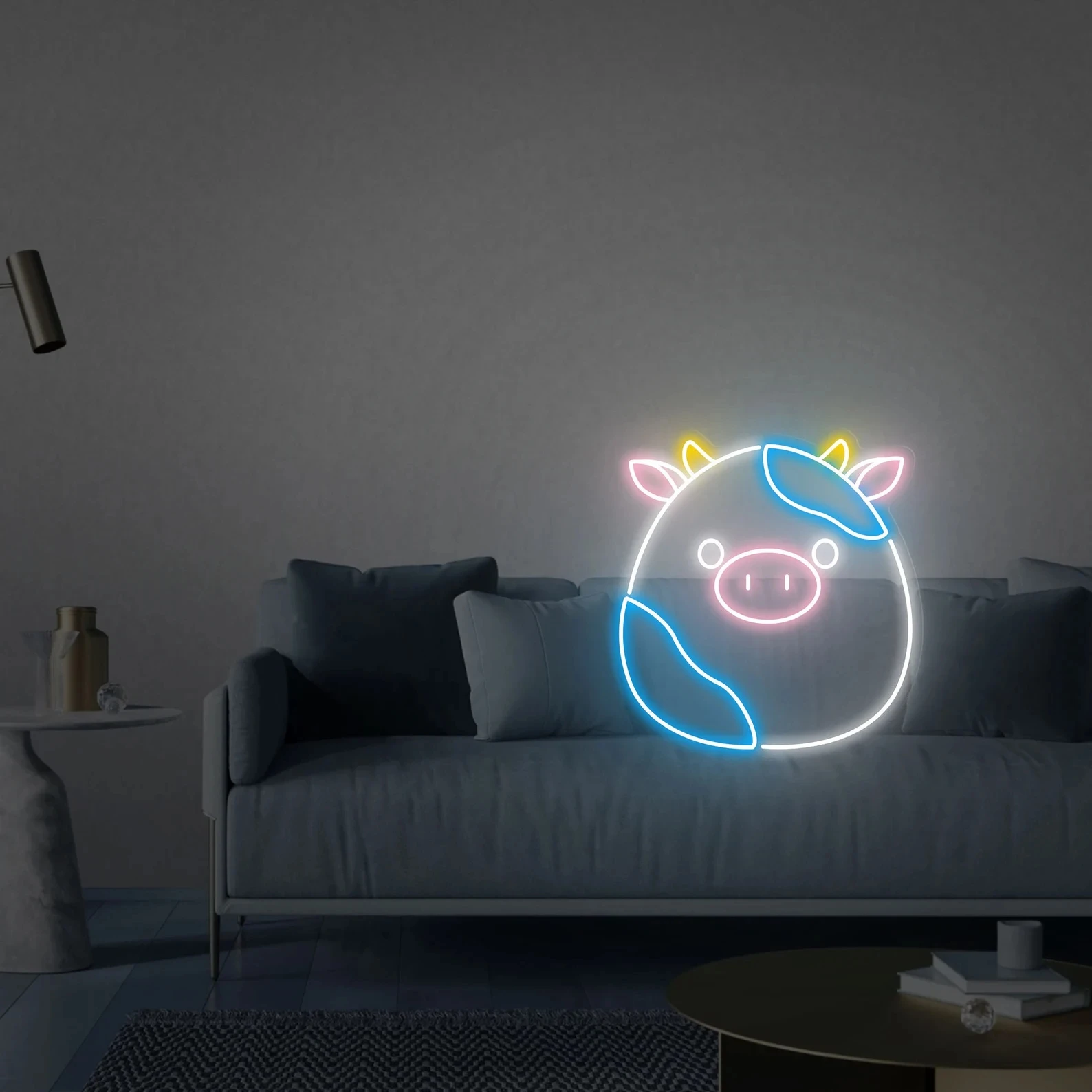 

Cute Cow Neon Sign USB Powered for Room Decor, LED Neon Light Dimmable Night Light for Kids Room Wall Art Birthday Gift
