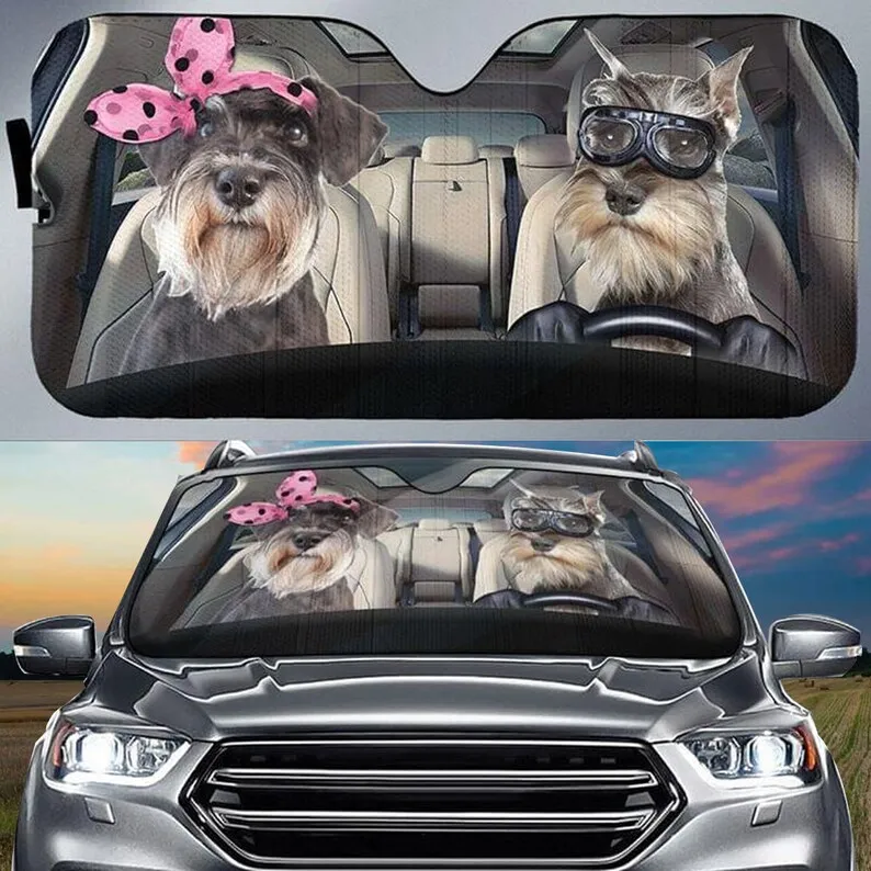 

Schnauzer Couple Love Car Sunshade, German Shepherd Sunshade, Halloween Car Accessories, Christmas Gift