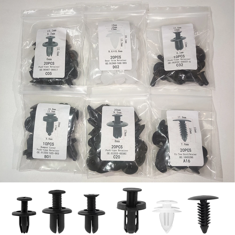 100pcs car Body Trim Panel Retainer Fastener Kit Mixed Rivet for hyundai ix35 mazda honda civic 2006-2011 lada vesta nissan | Автомобили и