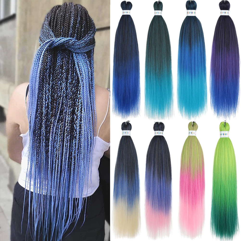 

26 Inch Pre Stretched Braiding Hair Yaki Texture Hair Extensions Hot Water Setting Ombre Synthetic EZ Jumbo Braids For Women