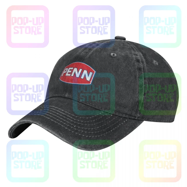 Penn Fishing Gear Reel Rod Washed Denim Baseball Cap Trucker Hats