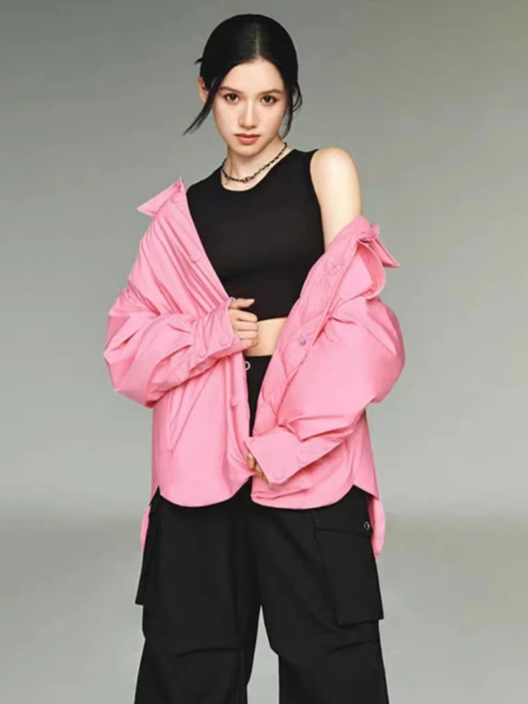 Luxury Women goose down jackets overshirt Oversized 2024 Fall winter stylish Long sleeve puffer coat Ladies clothes INKEO 3O309