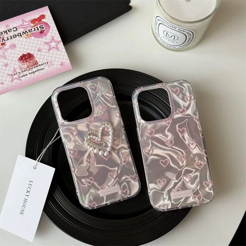 Romantic Heart Butterfly Lustre Lining Hard Phone Case