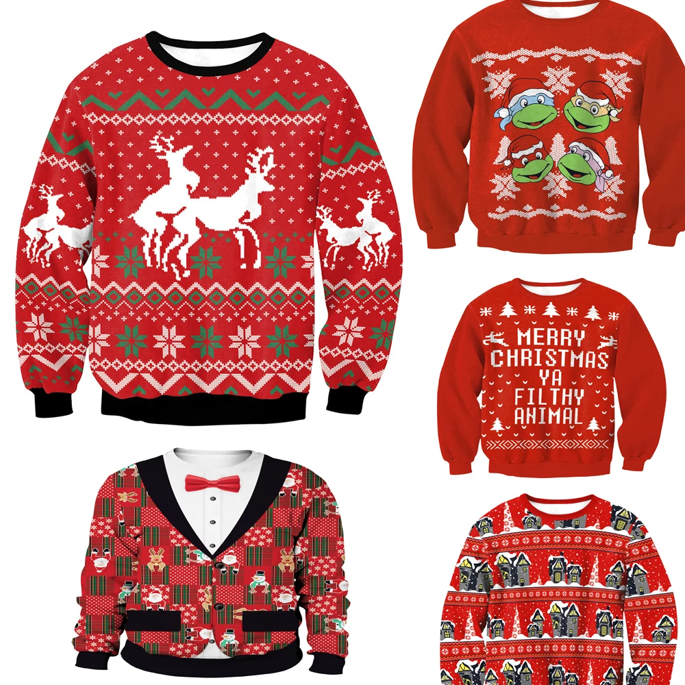 

Men Women Ugly Christmas Sweater Funny Humping Reindeer Climax Tacky Christmas Jumpers Tops Couple Holiday Party Xmas Sweatshirt