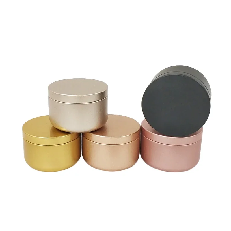 12Pcs Round Candle Tea Jars With Lid Aluminum Travel Tin Candle Storage Container Tea Cans Box Empty Cream Cosmetic Container tea tin box,tea canister