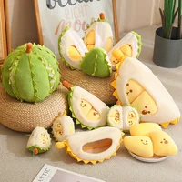Realistic Durian Plush Toys Lifelike Durian Shaped Pillow Plushie With Green Shell and Mini Fruit Pulps King Of Fruit Soft Dolls 1
