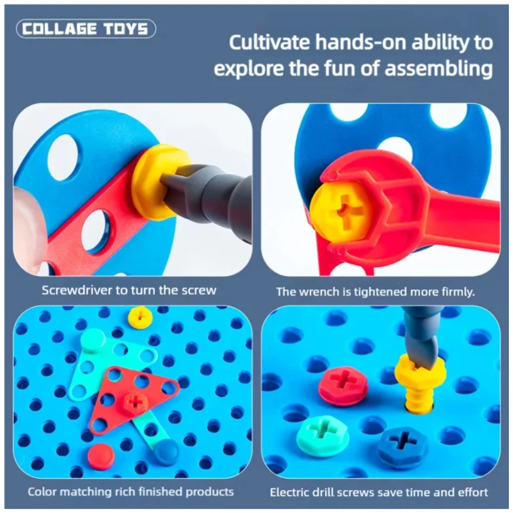 WizKidz STEM Toys Drill Set Building Blocks 3D Screw Puzzle DIY Educational Construction Engineering Toys for Kids Boys & Girls 4