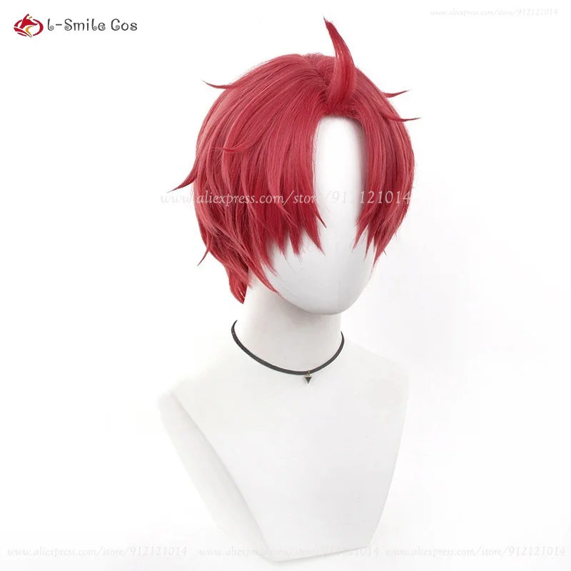 Jiji Cosplay Perücke Jin Enjoji 30cm Rot Synthetik Hitzebeständig + Perückenkappe 4
