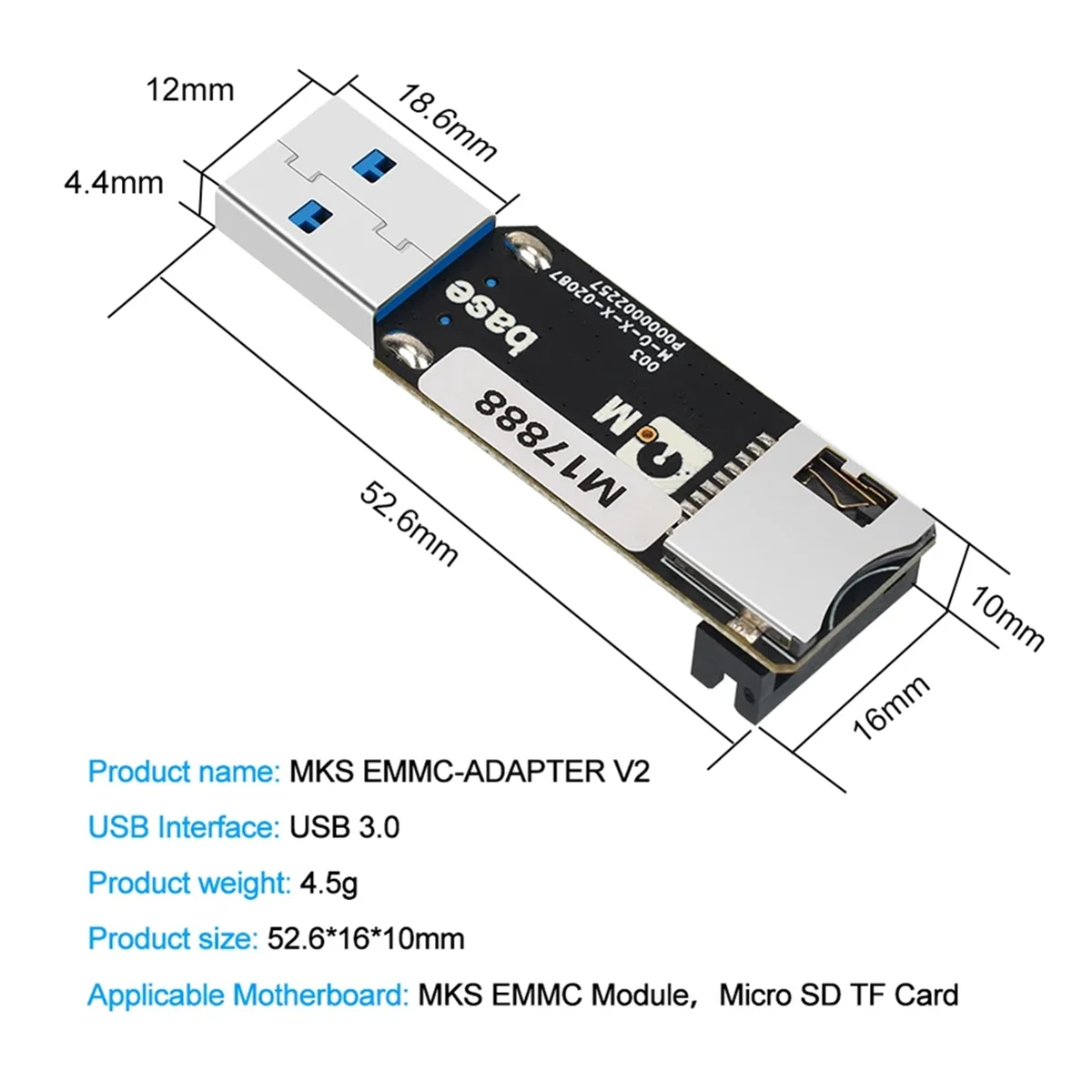 MKS EMMC-ADAPTER V2 용 USB 3.0 카드 리더기, MKS EMMC 모듈 마이크로 SD TF 카드, MKS Pi MKS SKIPR