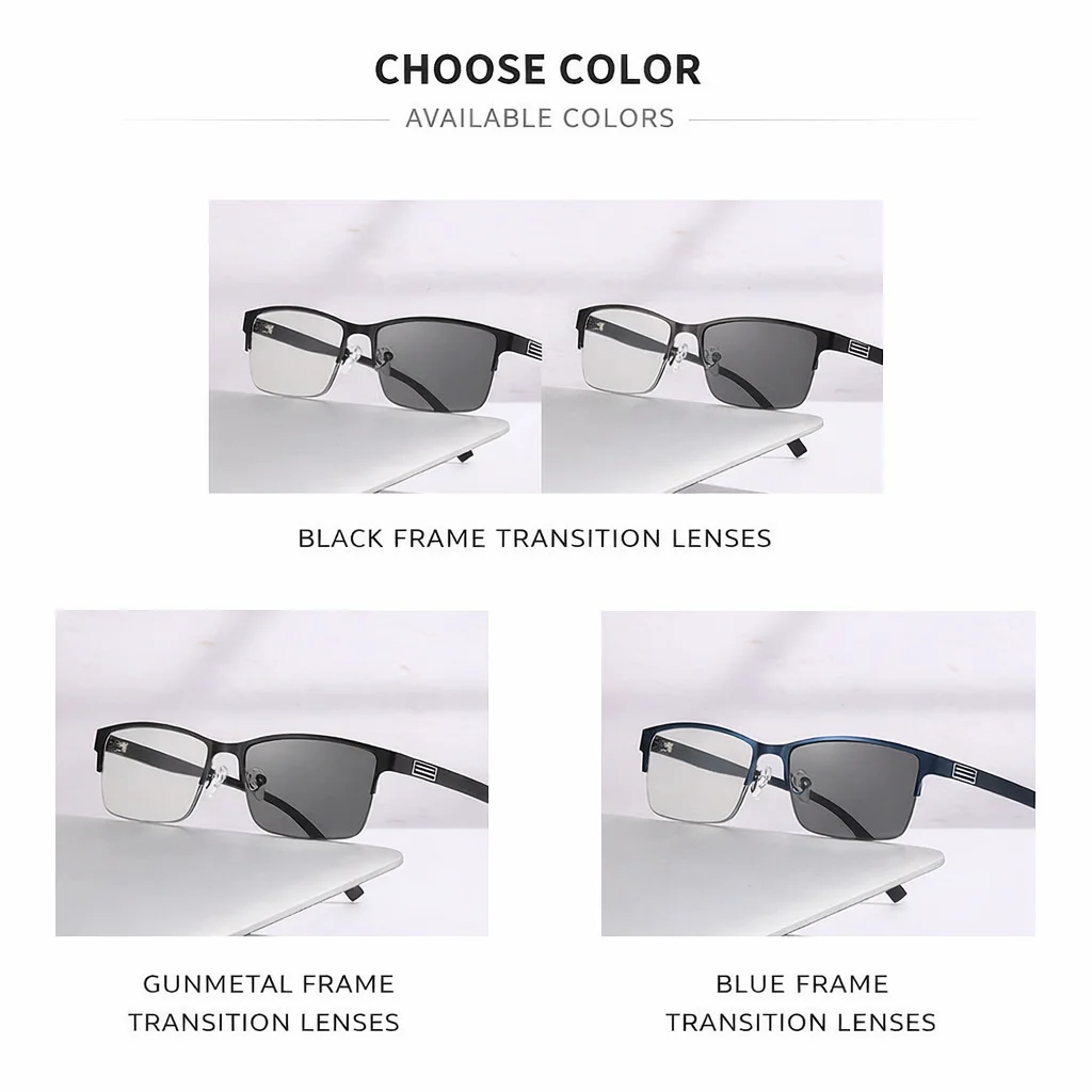 1pc Männer Platz Anti Blau Licht Lesebrille Fashion Square Halb Rahmen Klare Linse Photochrome Brillen für Unisex + 1,0- + 4,0 – Detail 9