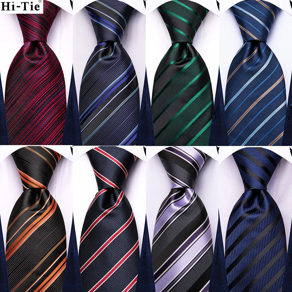

Hi-Tie Оранжевый Черный Полосатый Элегантный мужской галстук Hanky запонки шелковый галстук для мужчин Свадебный вечерние Бизнес Модный брендовый дизайн