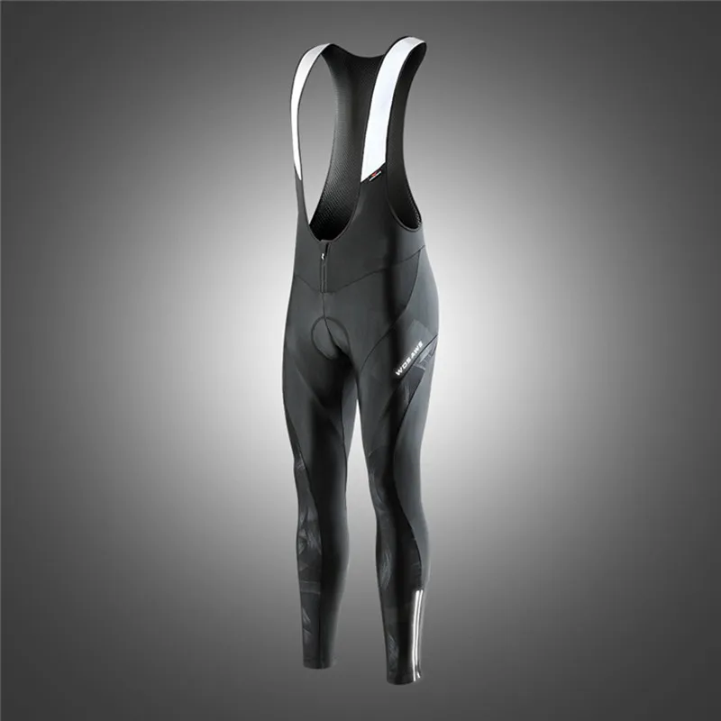 WOSAWE New Summer Reflective Men's Cycling Pants Long Bib Tights with Gel Padded Breathable Road Bike Bicycle Bib Strap Pants