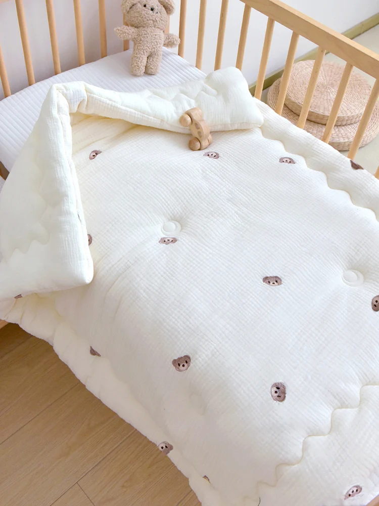 Soft Cotton Winter Quilt for Baby Crib Bedding Cartoon Embroidery Baby Comforter Thick Kindergarten Air Conditioning Blanket