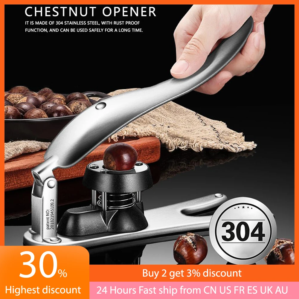 Vktech Stainless Steel Chestnut Clip Peeler Nut Walnut Metal Opener