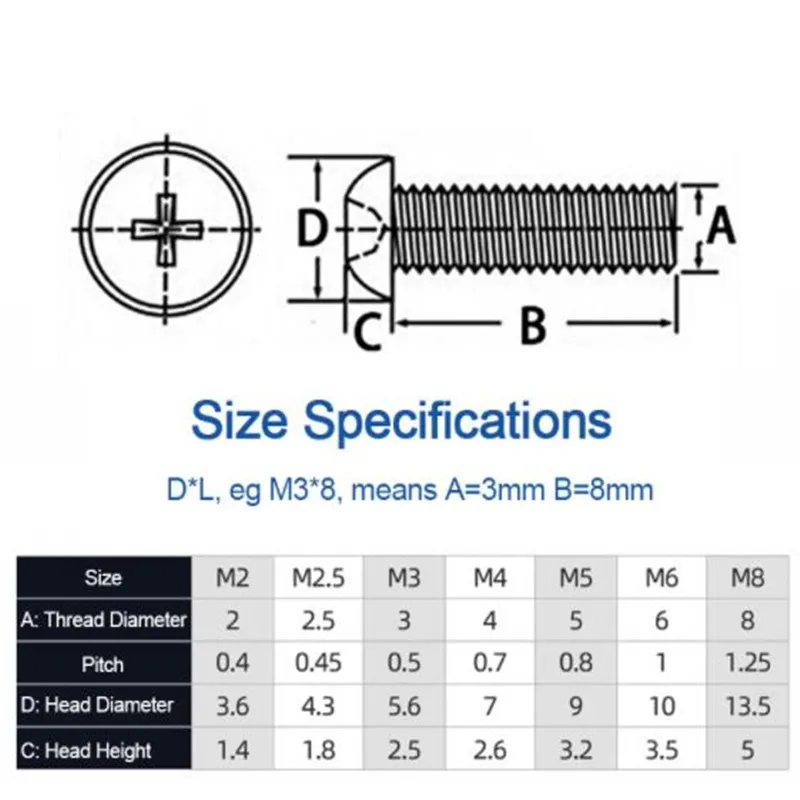 Round Pan Head Screw Cross Recessed Pan Head Screw Phillips Pan Head Screw Phillips Head Screw Cross Phillips Screw Cross Round Pan Head Screw Cross Round Head Screw 20/50/100pcsM2 m2.5 m3 m4 m5 m6 m8 white/black Nylon Plastic insulation Phillips Cross Recessed round pan Head Screw