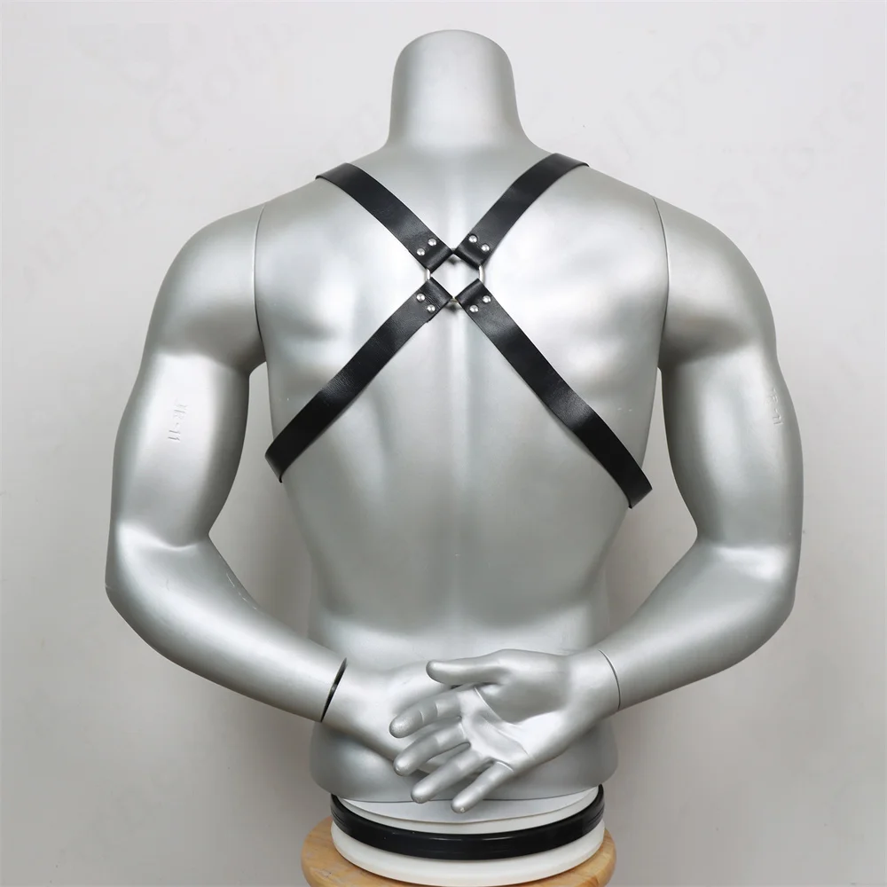 Men Harness Belts Fetish Gay Clothing for Sex Rave Sexual PULeather Chest Adjustable BDSM Gay Body Bondage Cage Harness Lingerie leather chest harness