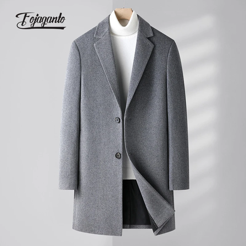 

FOJAGANTO 2022 Men's Wool Blend Coats Autumn Winter New Thickened Warm Long Coat High Quality Design Wool Blend Coats for Men