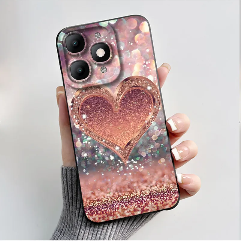 Luxury Fashion Black Soft TPU Silicone Case with Floral and Butterfly Design