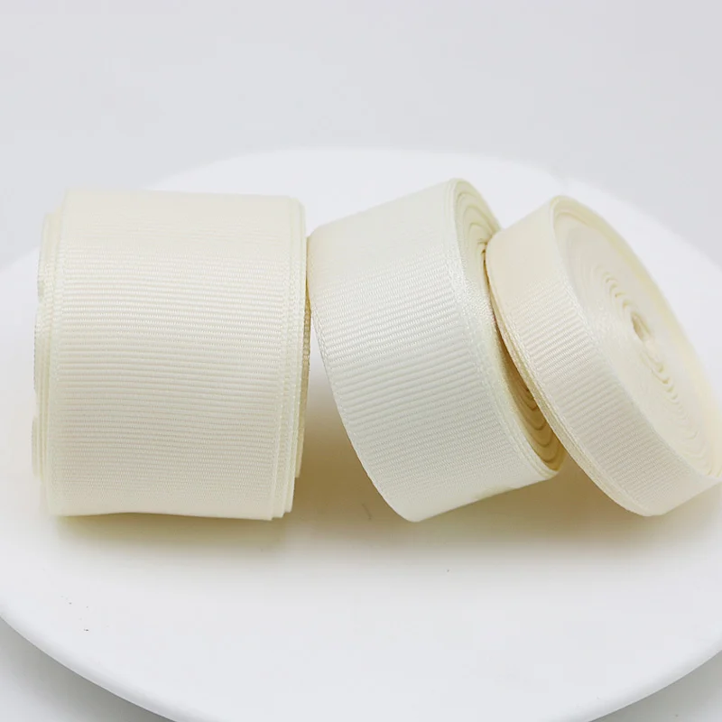 (10 Meters/lot)  Beige Grosgrain Ribbon Handmade Gift Wrap Christmas Decorations Ribbons Decoration Party Wholesale（12/25/40mm）