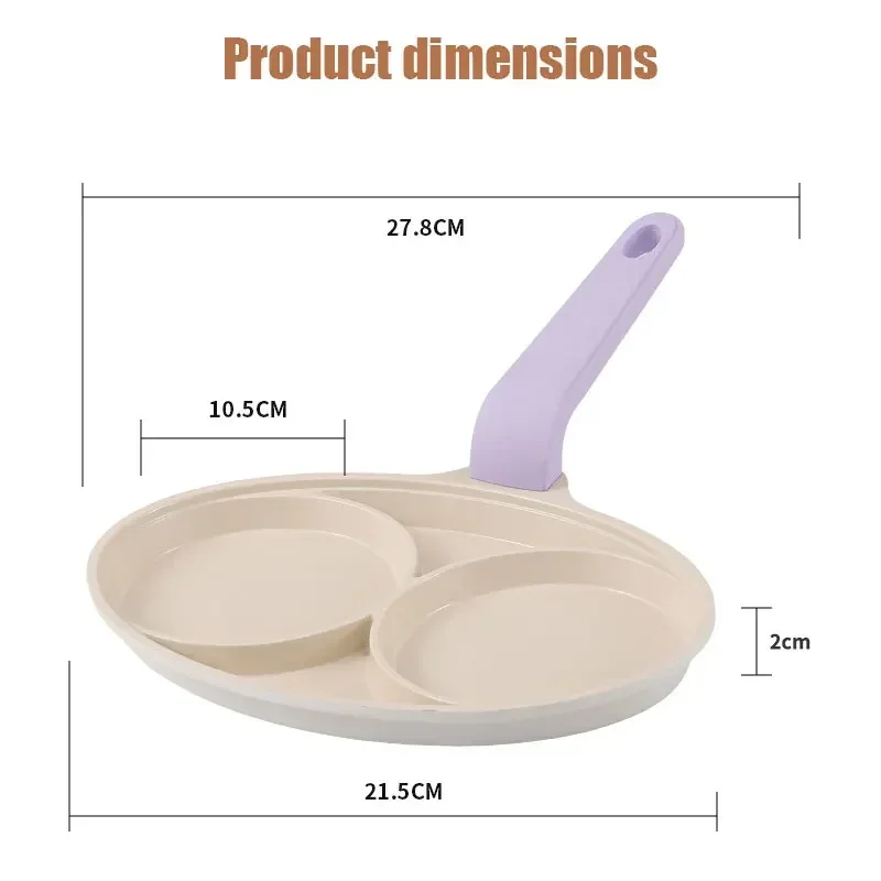 Small Fried Egg Pancake Pan 2-Cup Nonstick Egg Omelet Frying Pan Thickened Breakfast Burger Maker Steak Cooking Cookware