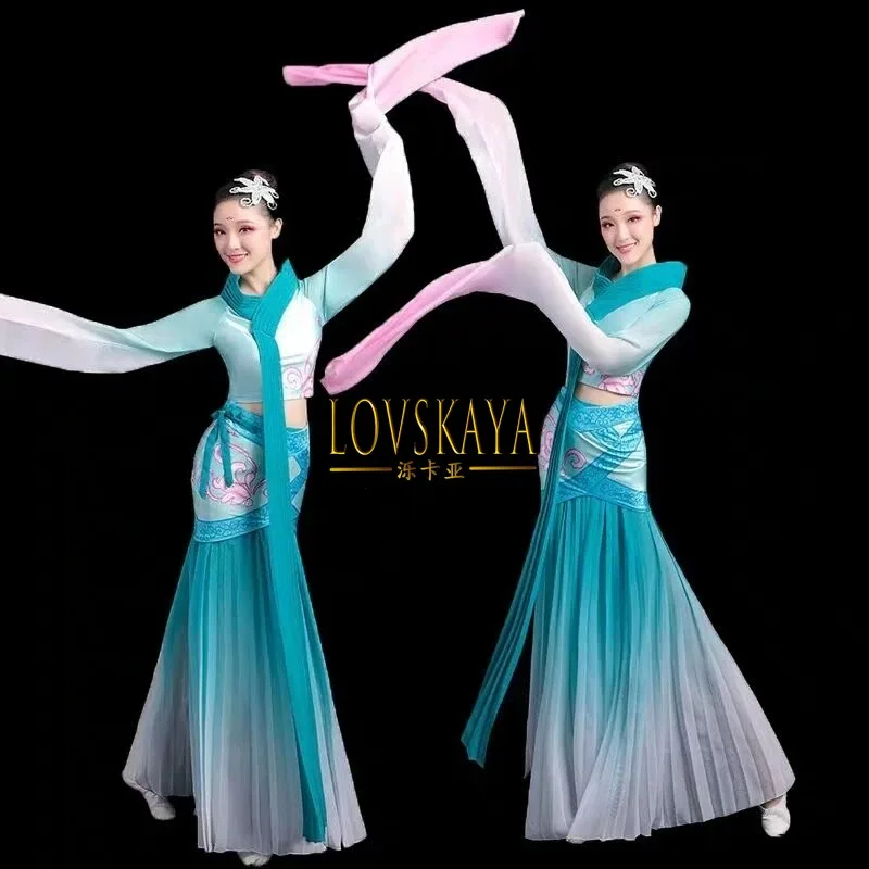 Chinese Style Hanfu Dance Costume National Outfit Classical Water Sleeve Dacne Clothing Traditional Yangko Costume