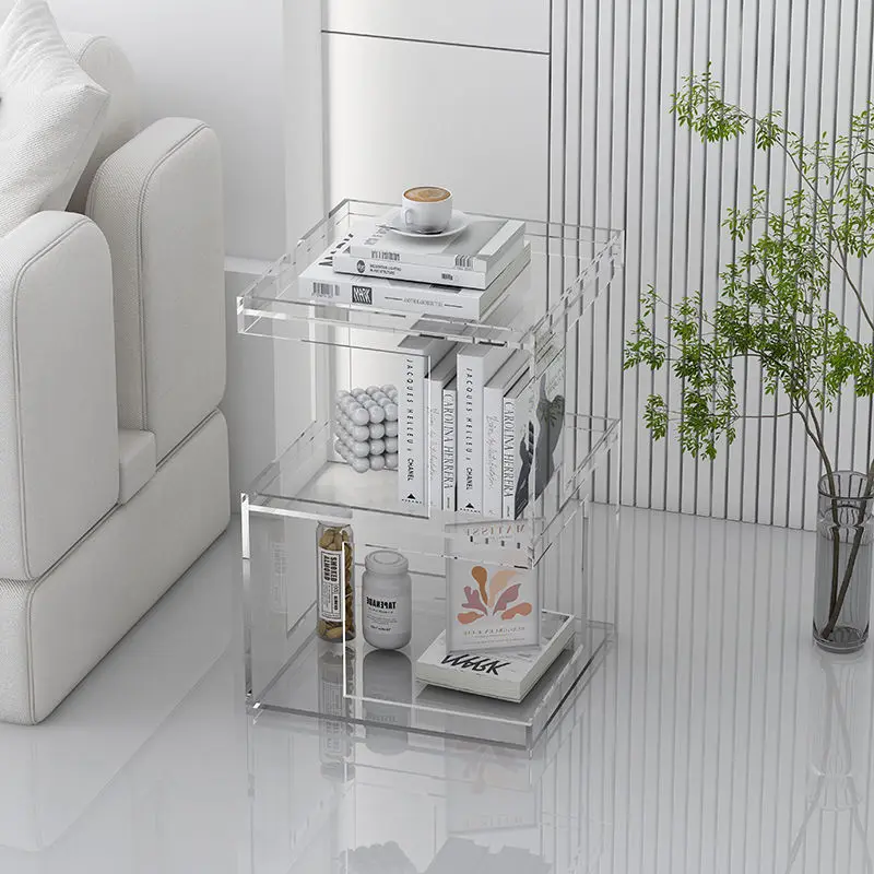 Acrylic Sofa Edge Table Modern Living Room Coffee Table Creative Transparent Bedroom Bedside Small Unit Furniture