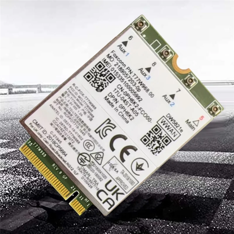 클래식-T77W968 DW5821E X20 4G LTE 모듈 Cat16 기가비트 4G 무선 카드 델 5420 5424 7424 7400 노트북용 +3X안테나