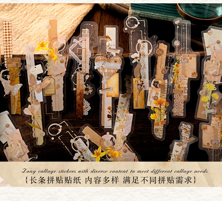 Description Picture 6 of item20 pcs Vintage Long strip Stickers pack Decorative Scrapbooking Diary Album hand made junk journal supplies