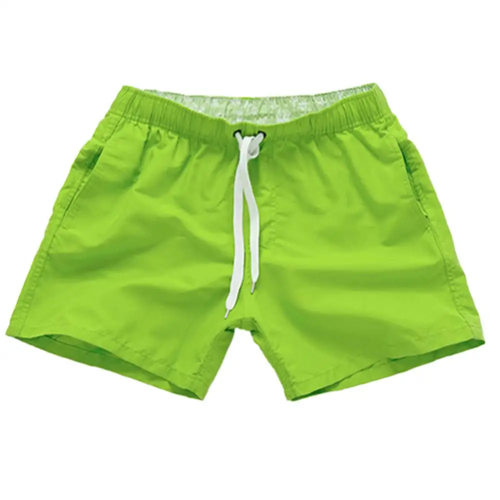 Men Swimwear Casual Solid Color Summer Beach Shorts Pants Men Drawstring Swimming Trunks ropa hombre шорты мужские